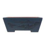 Gravierte Bonsai Schale, 32 x 24 x 12 cm, eckige Form, Blau - Grau, aus der Provinz Yixing - Keramik, für den Innenbereich