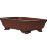 Braune Bonsai-Schale aus Yixing Zisha Ton, 24,5 x 18,5 x 8 cm, geeignet für den Innen- und Außenbereich, mit Löchern im Boden für gesunde Wurzelentwicklung.